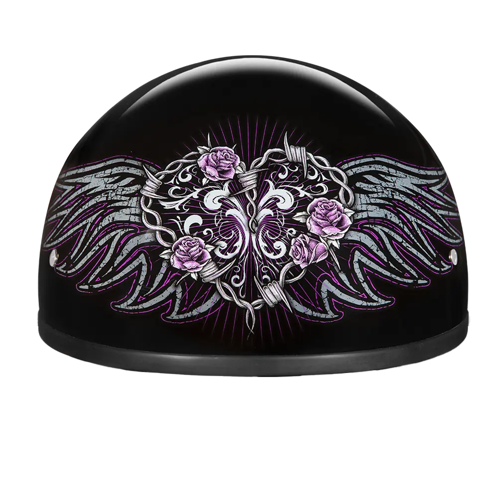 Daytona Barbed Wire Heart Skull Cap Half Helmet