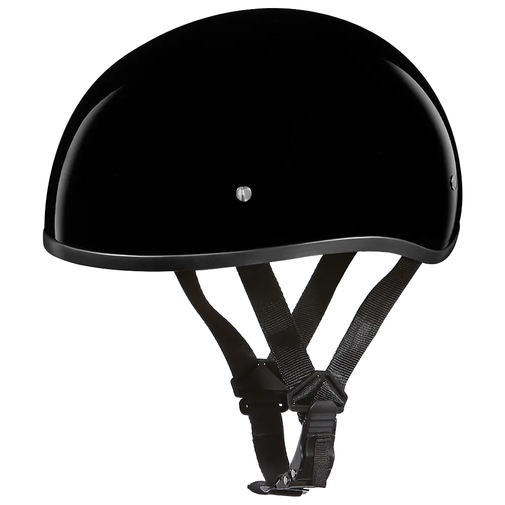 Daytona Skull Cap W/O VISOR DOT Motorcycle Helmet - Hi-Gloss Black
