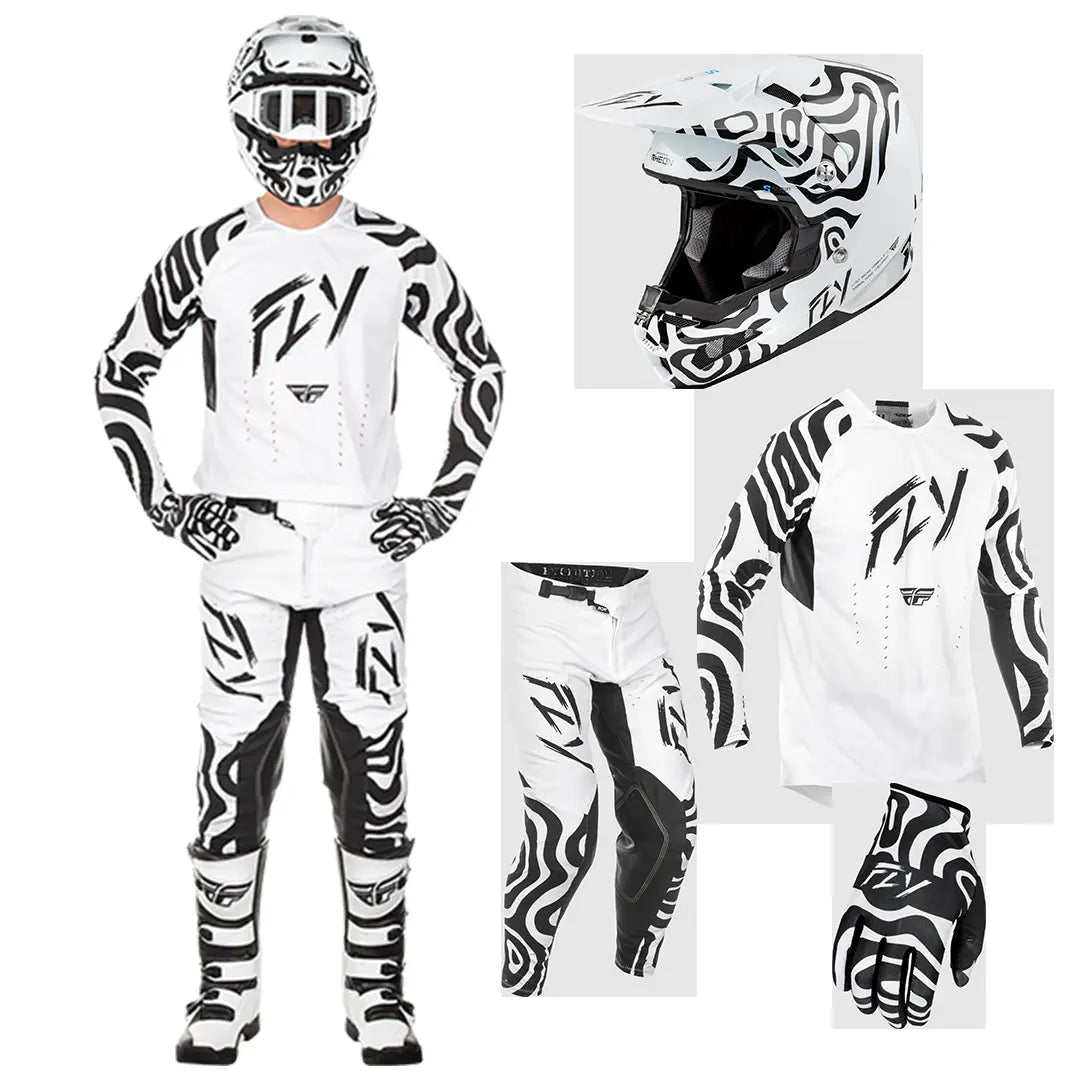 Fly Racing Abyss White & Black Gear Set