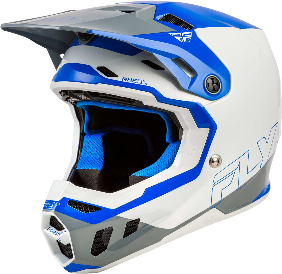FLY Racing 2026 Formula CC Glide Helmet - Blue/Light Grey/Grey