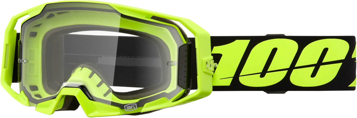 100% Armatic Goggle Neon Yellow with Clear Lens 100-PERCENT
