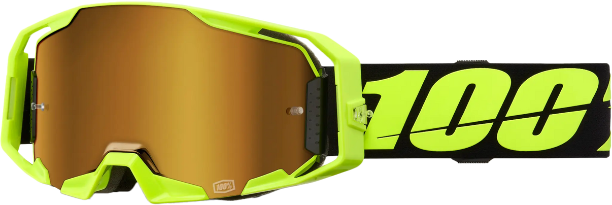 100% Armatic Goggle Neon Yellow with Mirror True Gold Lens 100-PERCENT
