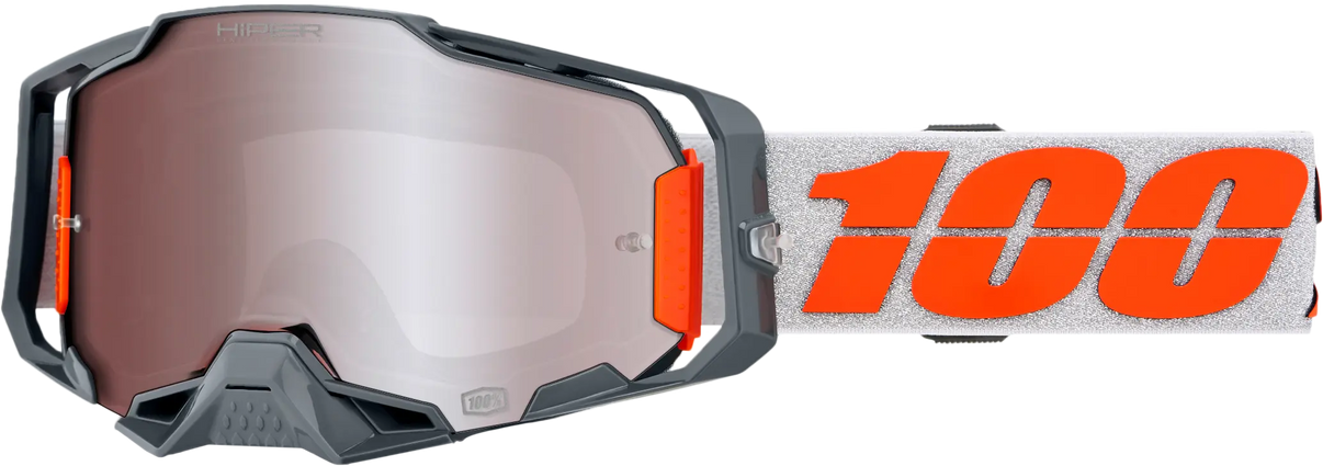 100% Armega Hiper Goggle Silver with Mirror Silver Lens 100-PERCENT