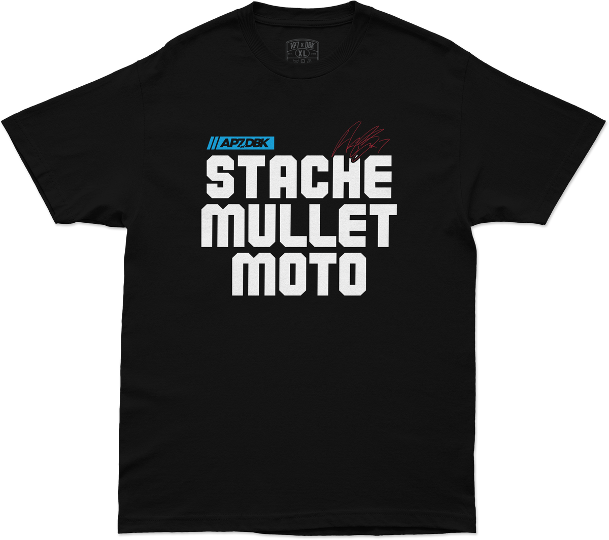 DBK AP7 Stache Mullet Moto T-Shirt - Black