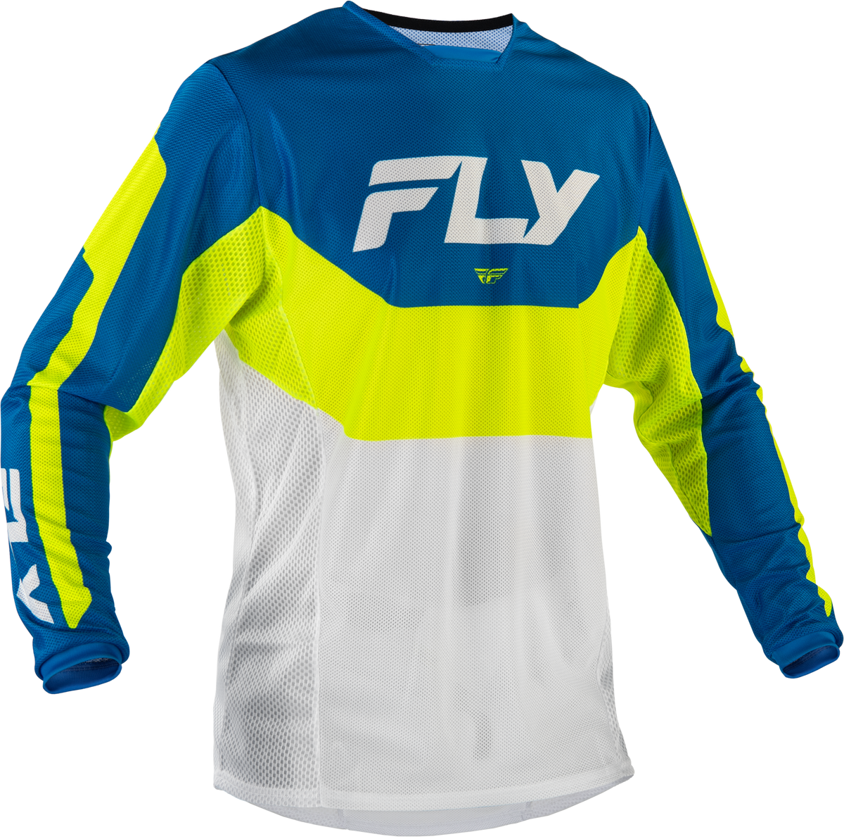 FLY Racing Kinetic Mesh Jersey - Blue/White/Hi-Vis Yellow