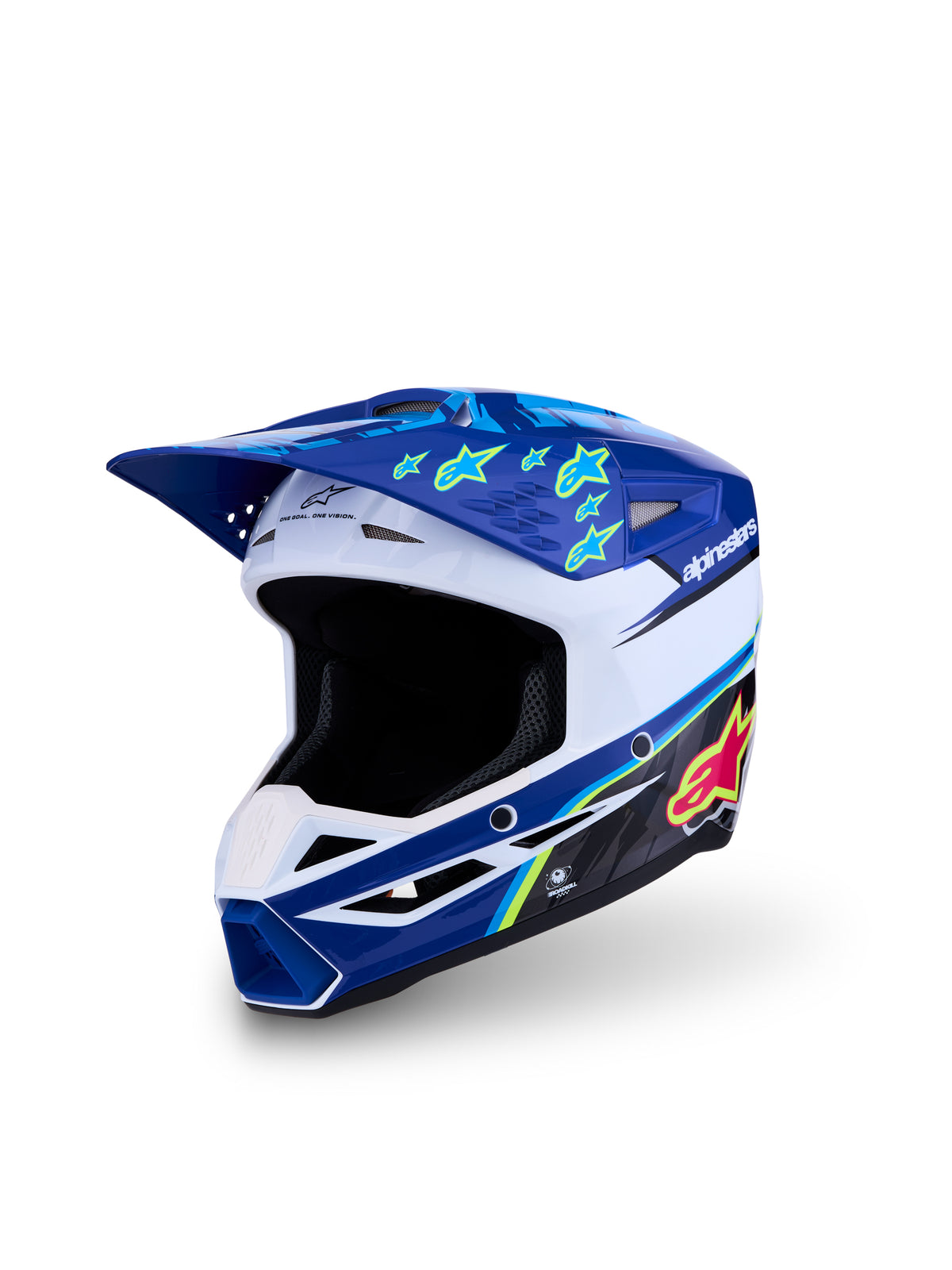 Alpinestars SM3 Youth Falcon Helmet - Blue/White/Black/Pink Fluo/Yellow Fluo Glossy