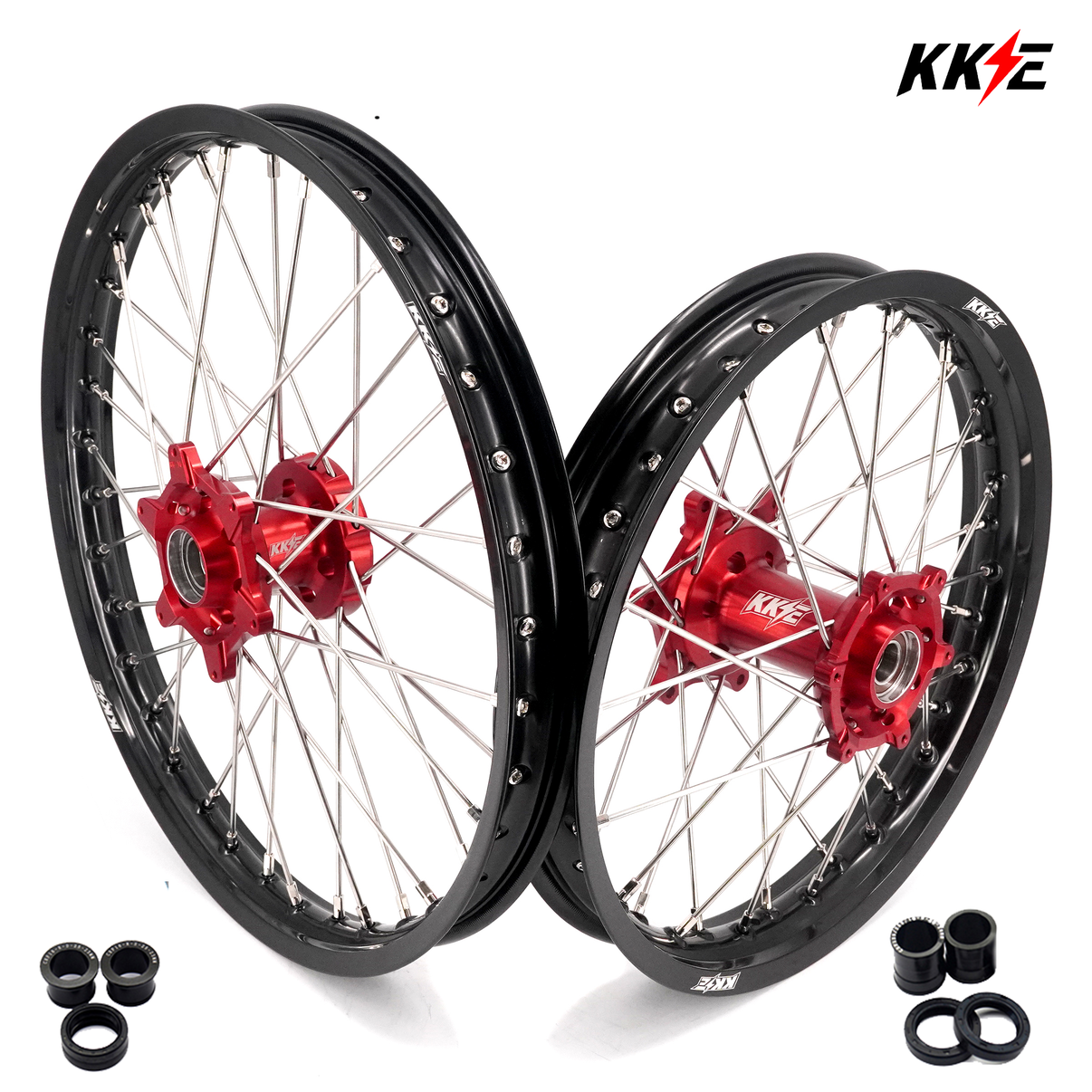 KKE 21 & 18 Spoked Enduro Wheels Rims Set FOR BETA RR 2013-2024 Red - LiveTheGnar