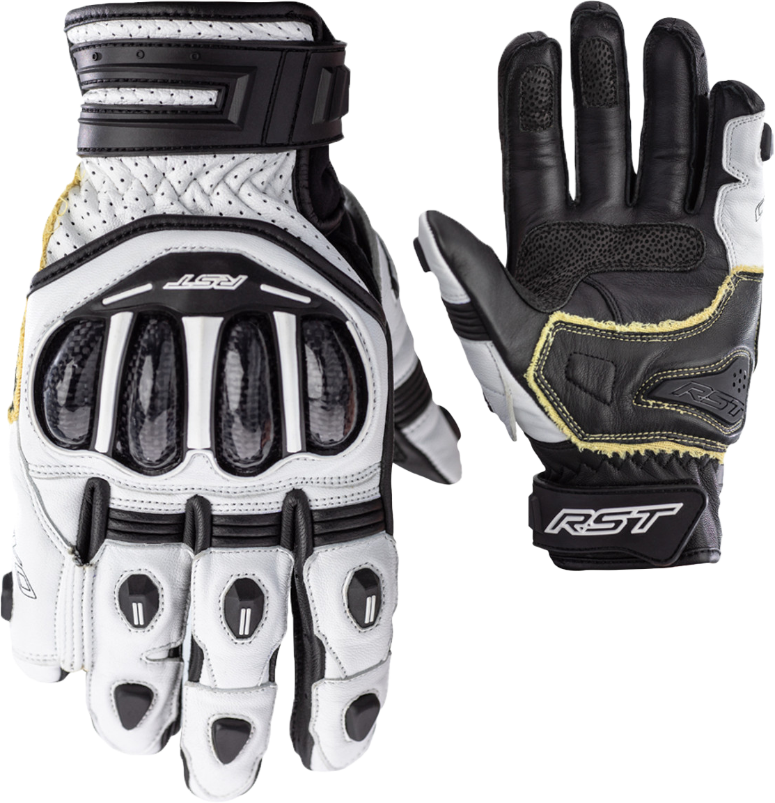 RST Tractech Evo 4 Short CE Gloves - White/White/Black
