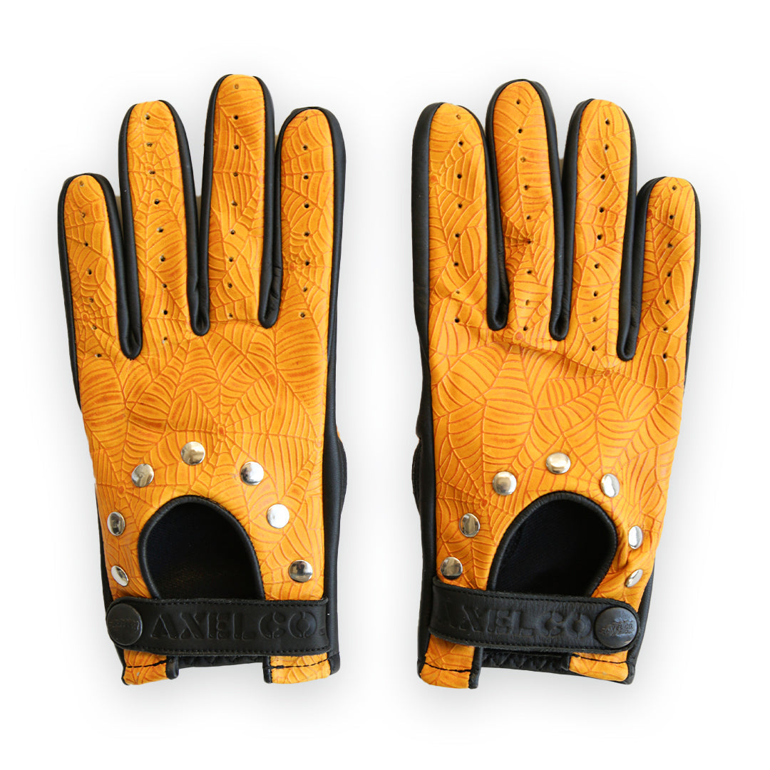 Yellow Spider Web Vintage Clasped Gloves AXEL CO