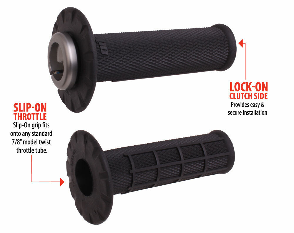 Universal Lock On Grips Half Waffle Black/Silver