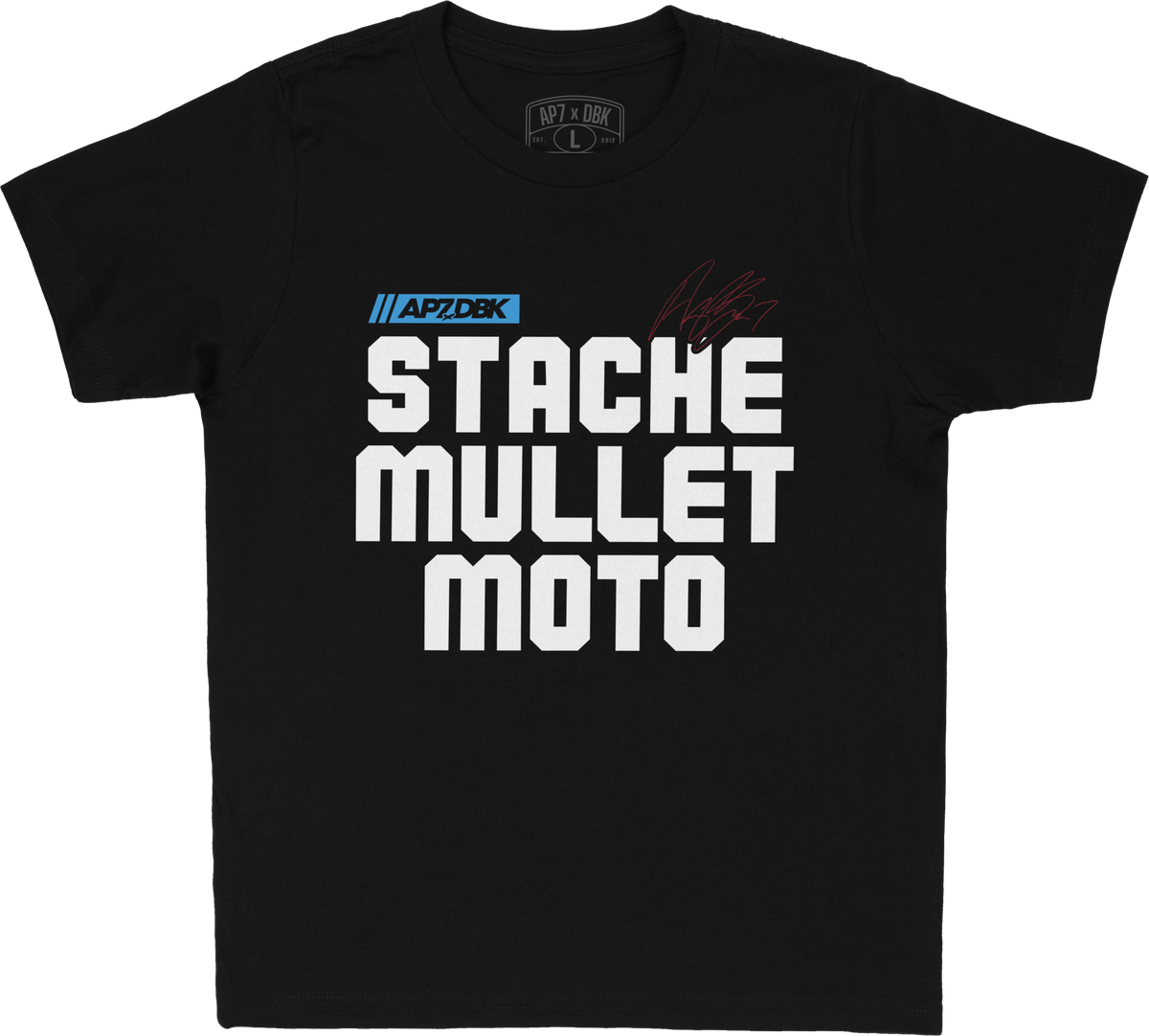 DBK AP7 Stache Mullet Moto Youth T-Shirt - Black