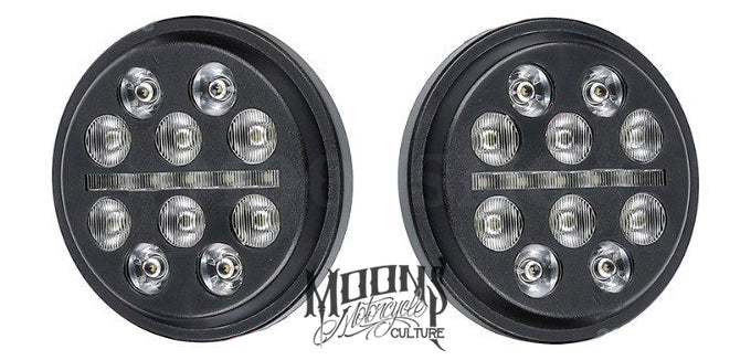 4.5" Inch MOONSMC® Fly Eye LED Auxiliary / Passing Lamps MOONSMC® // Moons Motorcycle Culture
