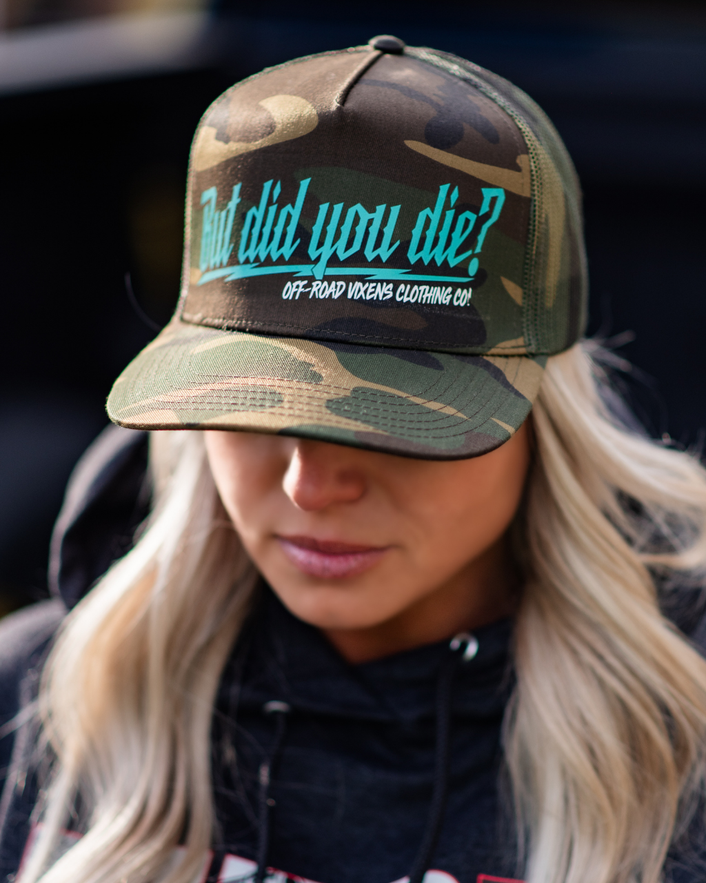 But did you Die? Camo Trucker Hat - Teal - LiveTheGnar
