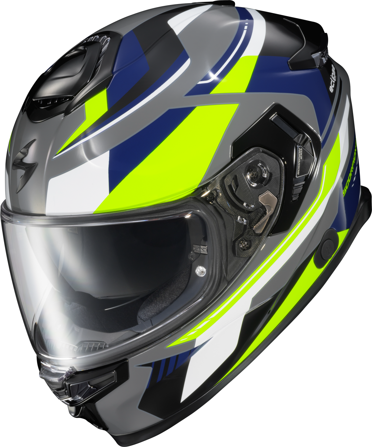 Scorpion EXO-ECLIPSE Full Face Helmet - Lunar Grey/Hi-Viz/Blue