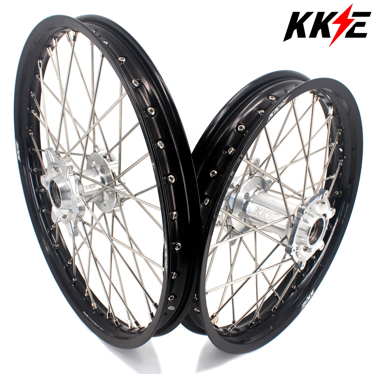 KKE 21 & 18 Enduro Rims for KTM EXC EXC-F EXC-W 125-530CC 2003-2024 Silver&Black KKE Racing