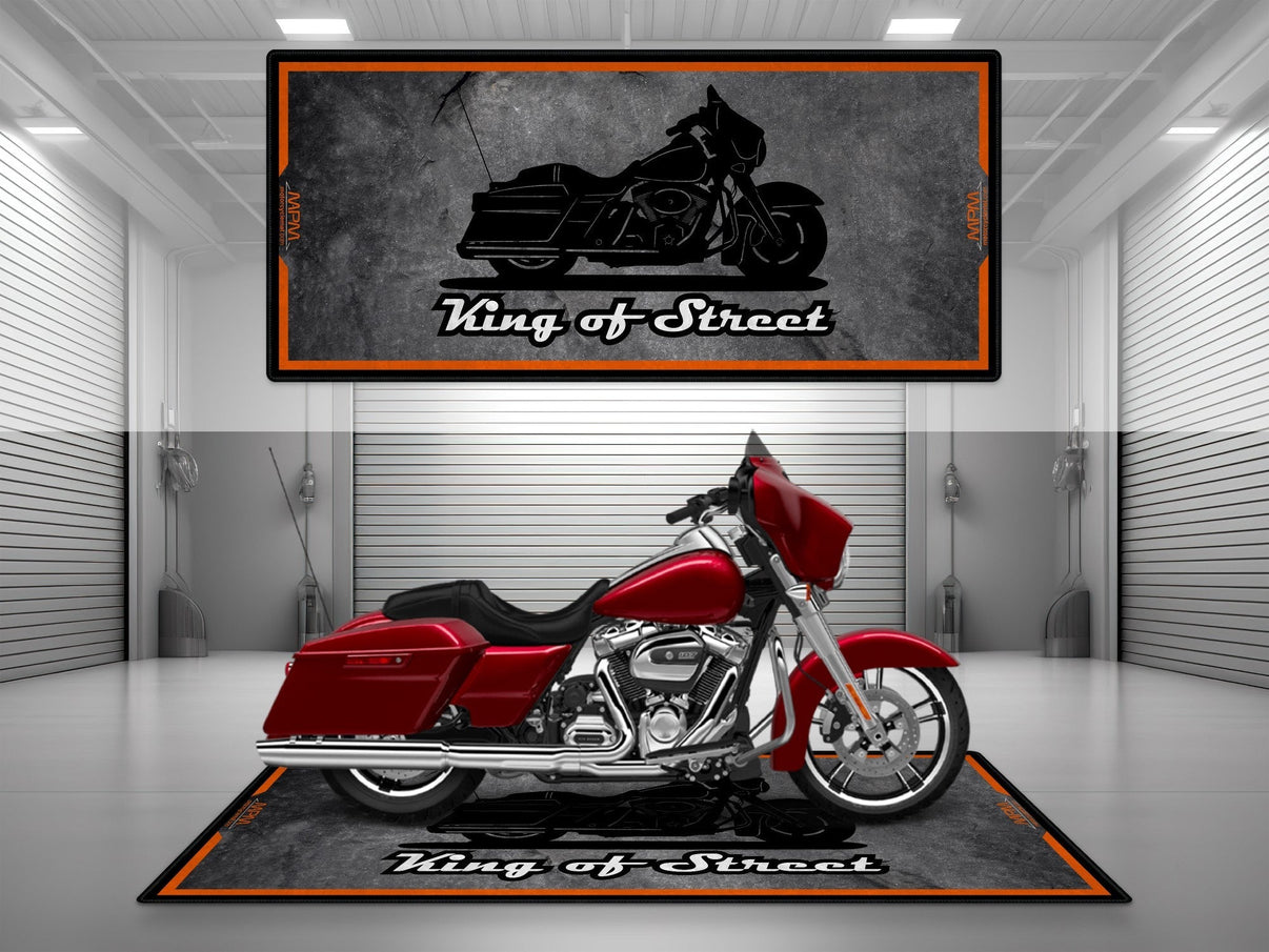 Motorcycle Mat Asphalt Design for Cruiser Motorcycle "King of Street" - MM7264 MPM Motorcycle Mat