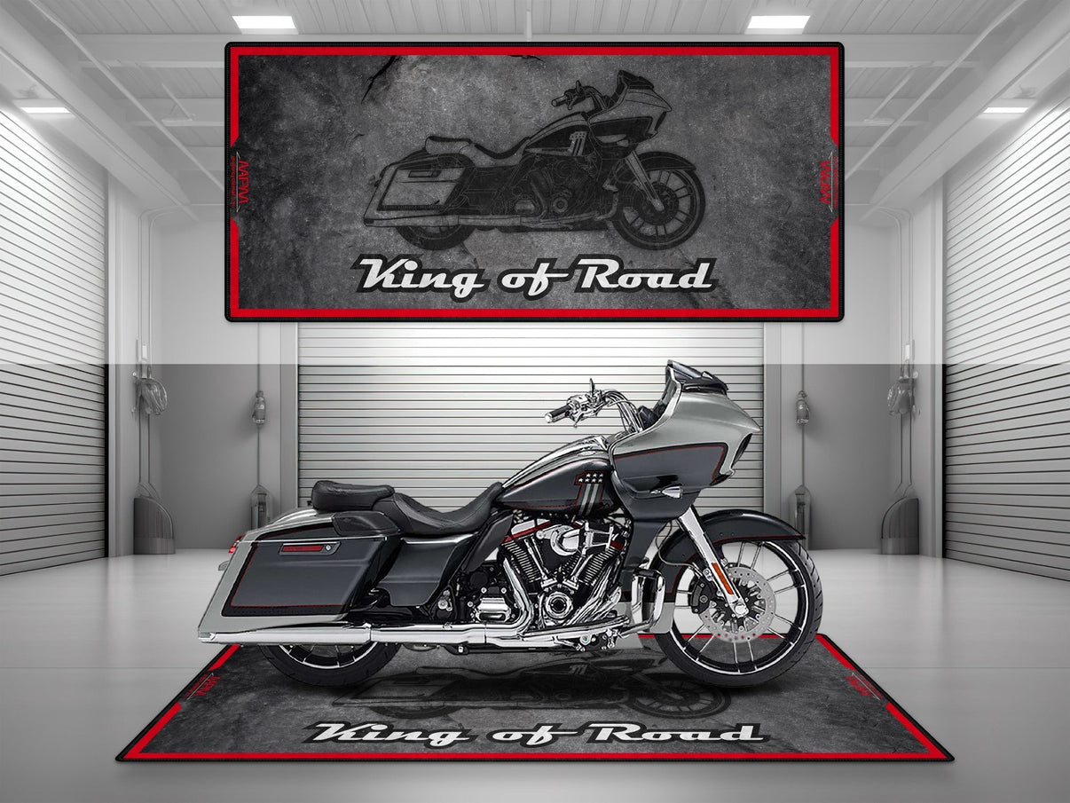 Motorcycle Mat Asphalt Design for Cruiser Motorcycle "King of Road" - MM7268 MPM Motorcycle Mat