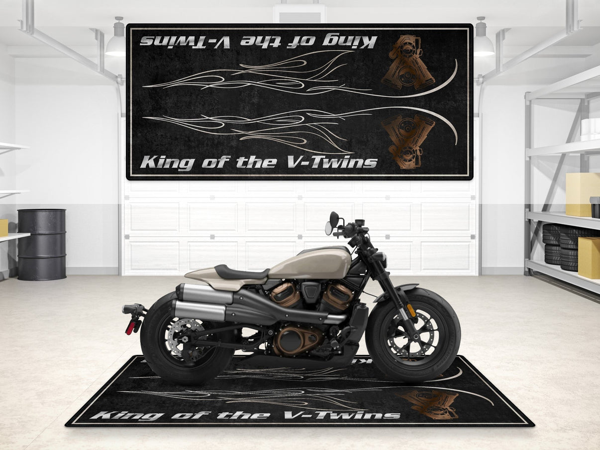 Designed Pit Mat for Cruiser Motorcycle "King of the V-Twins" - MM7302 MPM Motorcycle Mat