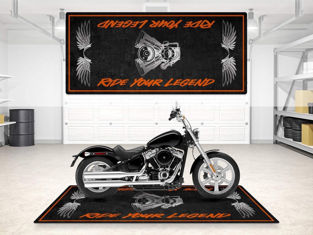 Motorcycle Mat For Cruiser Motorcycle "Ride Your Legend" - MM7303 MPM Motorcycle Mat
