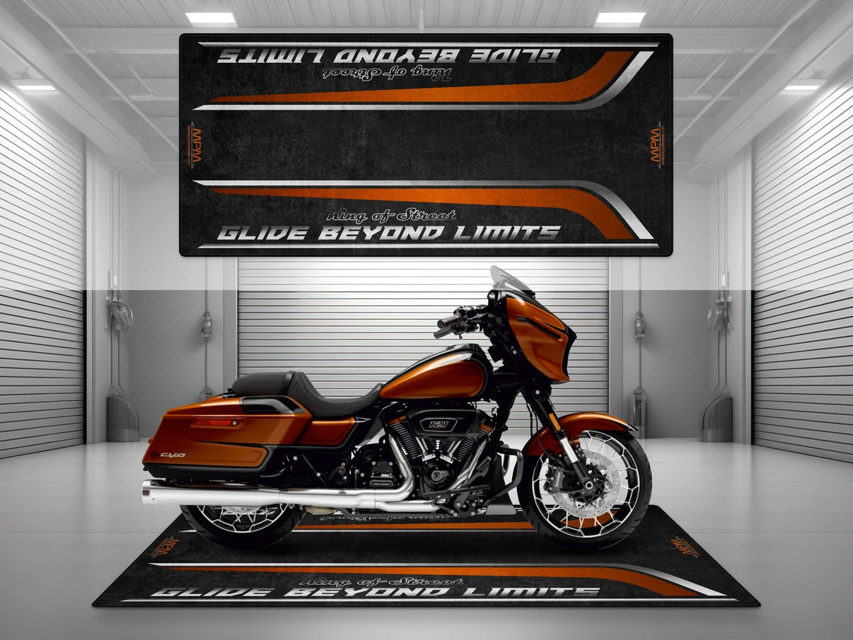 Motorcycle Mat for Cruiser Motorcycle "Glide Beyond Limits - King of Street" - MM7349 MPM Motorcycle Mat