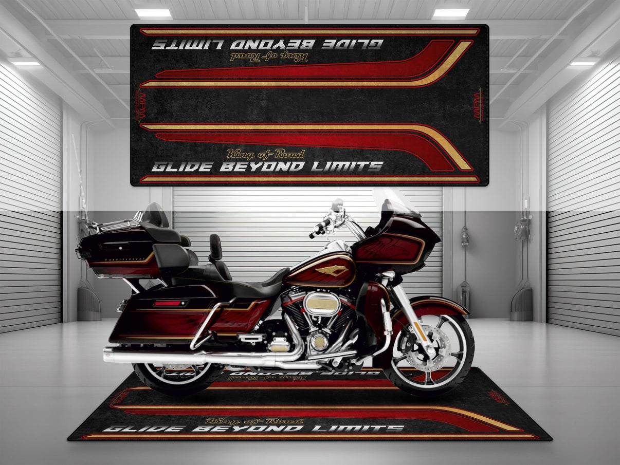 Motorcycle Mat for Special Cruiser Motorcycle "Glide Beyond Limits - King of Road" - MM7351 MPM Motorcycle Mat