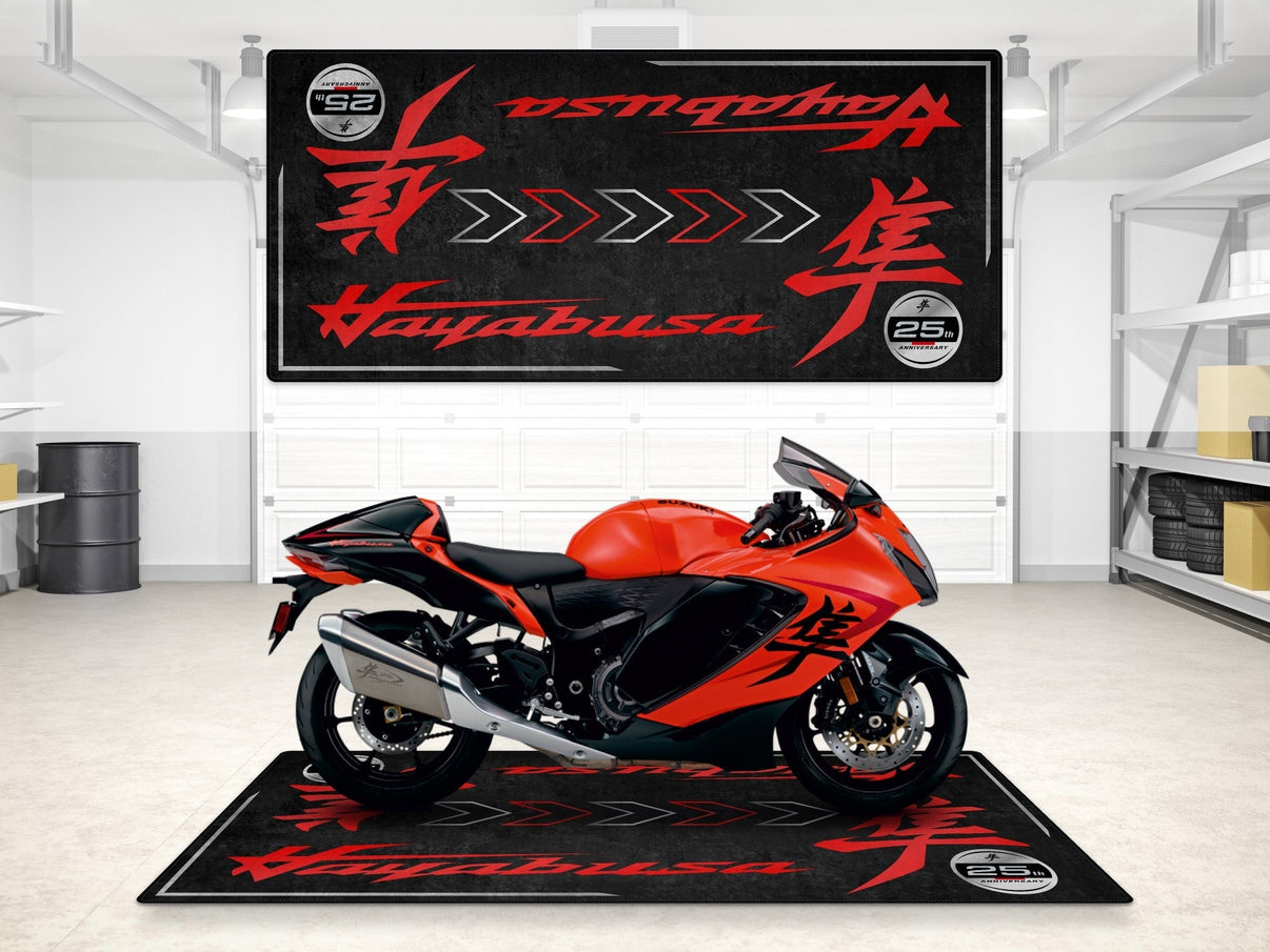 Designed Pit Mat for Suzuki Hayabusa 25th Anniversary Edition Motorcycle - MM7352 MPM Motorcycle Mat