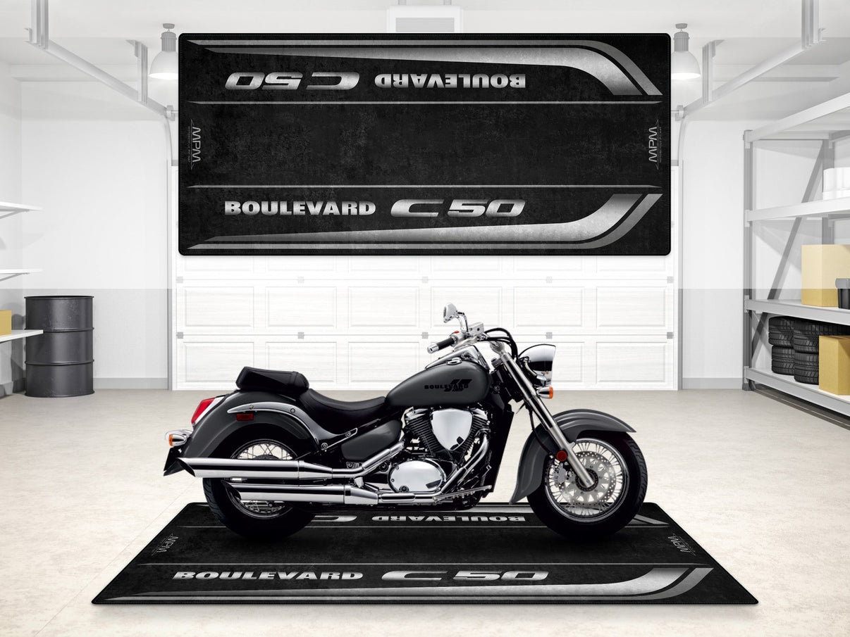 Designed Pit Mat for Suzuki Boulevard C50 Motorcycle - MM7367 MPM Motorcycle Mat