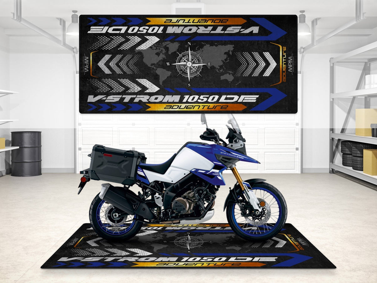 Designed Pit Mat for Suzuki V-STROM 1050DE Adventure Motorcycle - MM7369 MPM Motorcycle Mat