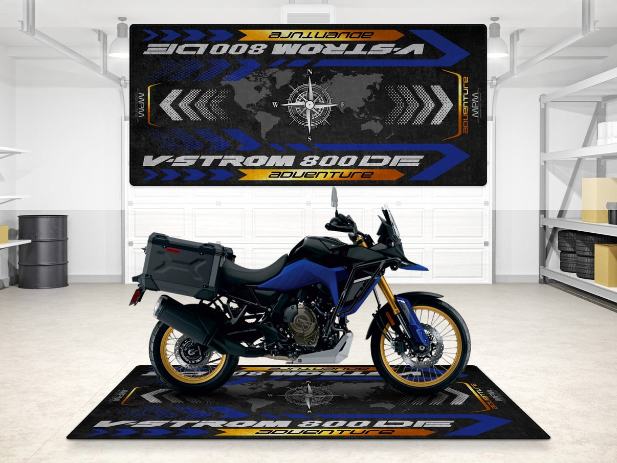 Designed Pit Mat for Suzuki V-STROM 800DE Adventure Motorcycle - MM7372 MPM Motorcycle Mat