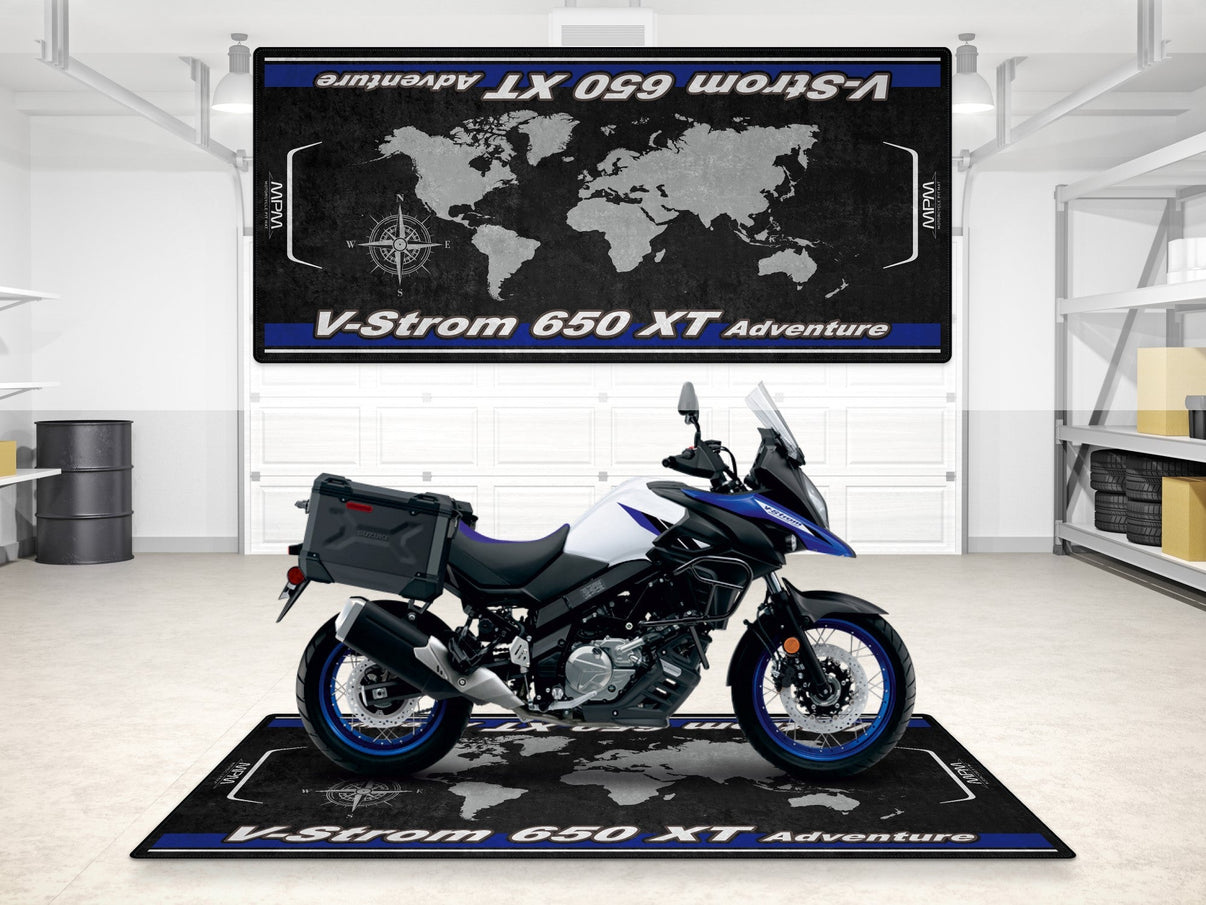 Designed Pit Mat for Suzuki V-STROM 650XT Adventure Motorcycle - MM7378 MPM Motorcycle Mat