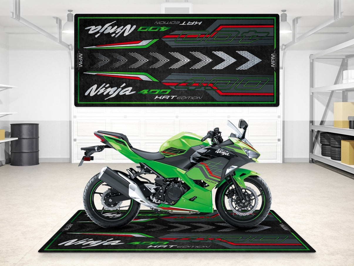 Designed Pit Mat for Kawasaki Ninja 400 KRT Edition Motorcycle - MM7387 MPM Motorcycle Mat