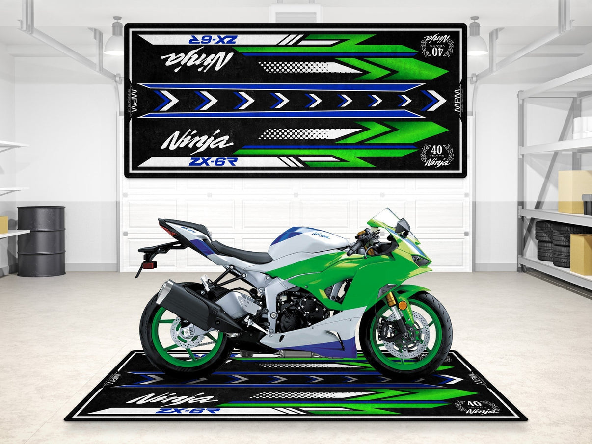 Designed Pit Mat for Kawasaki Ninja ZX-6R 40th Anniversary Motorcycle - MM7397 MPM Motorcycle Mat