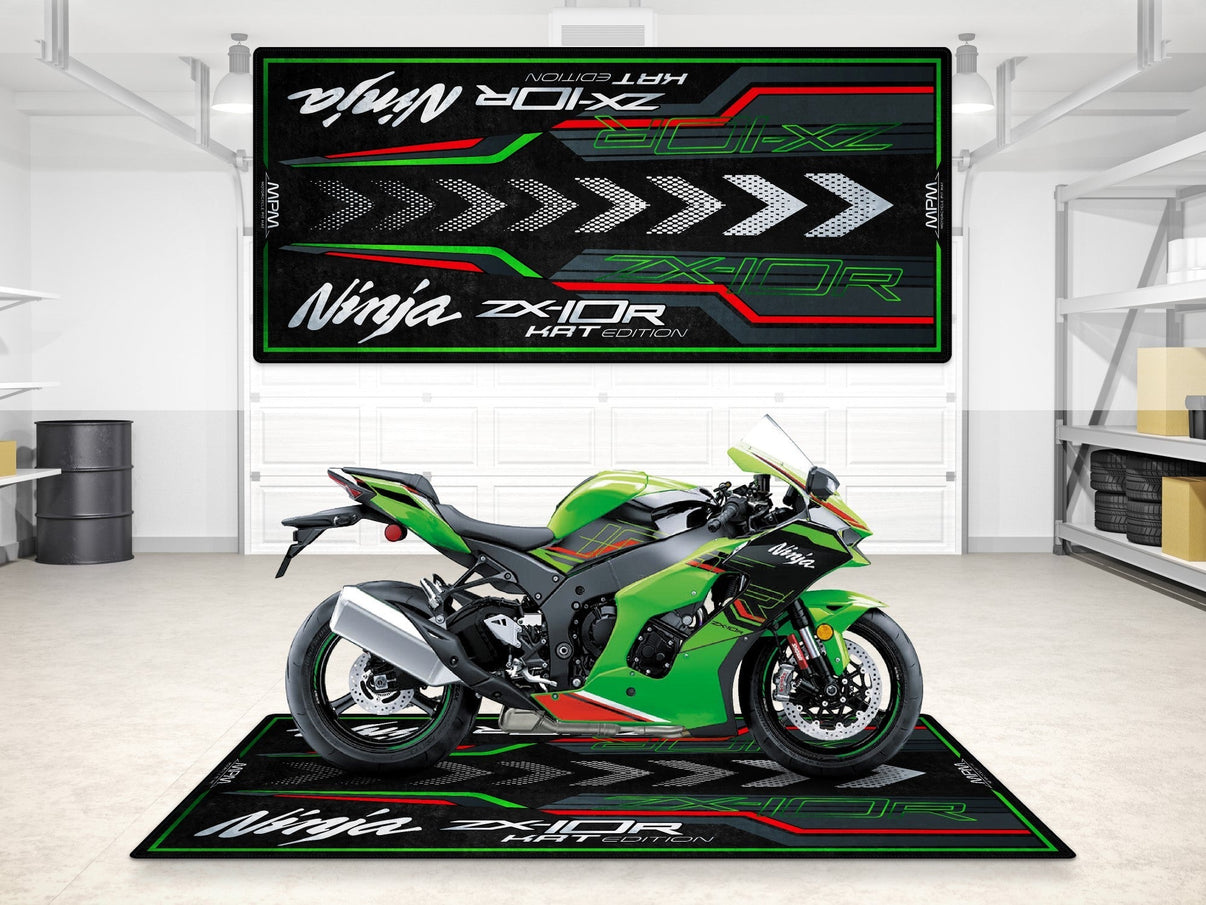 Designed Pit Mat for Kawasaki Ninja ZX-10R KRT Edition Motorcycle - MM7399 MPM Motorcycle Mat