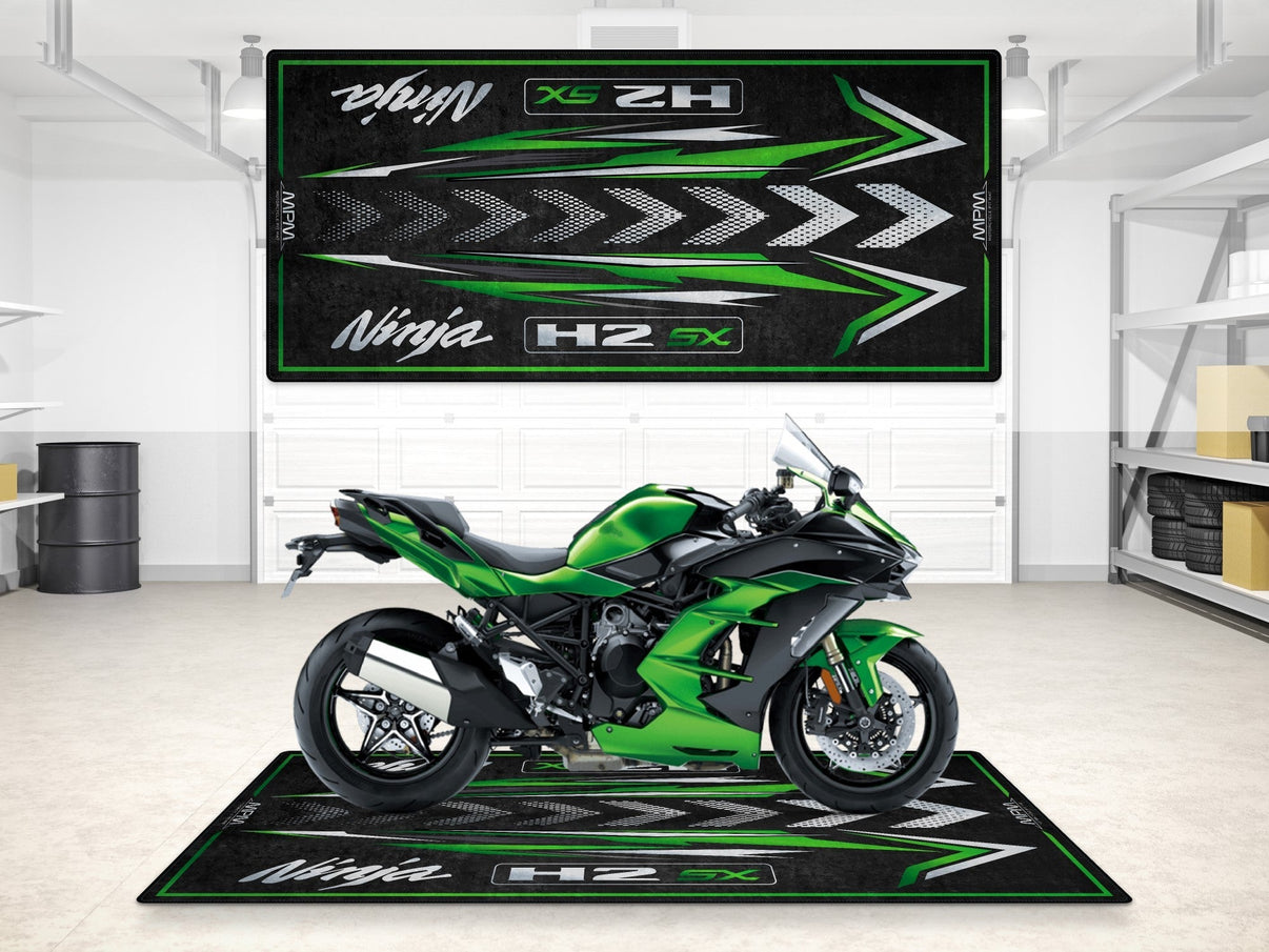 Designed Pit Mat for Kawasaki Ninja H2 SX Motorcycle - MM7404 MPM Motorcycle Mat