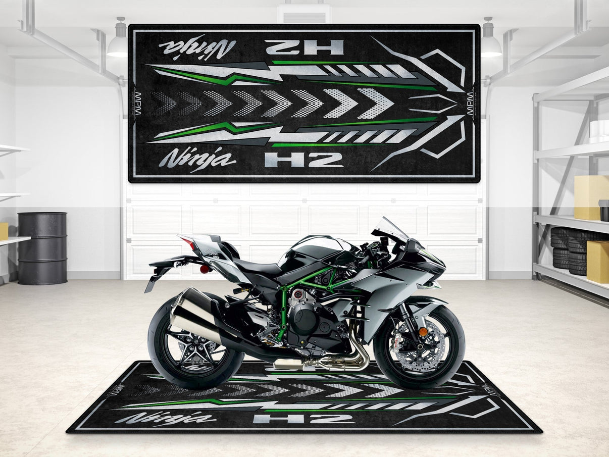 Designed Pit Mat for Kawasaki Ninja H2 Motorcycle - MM7405 MPM Motorcycle Mat