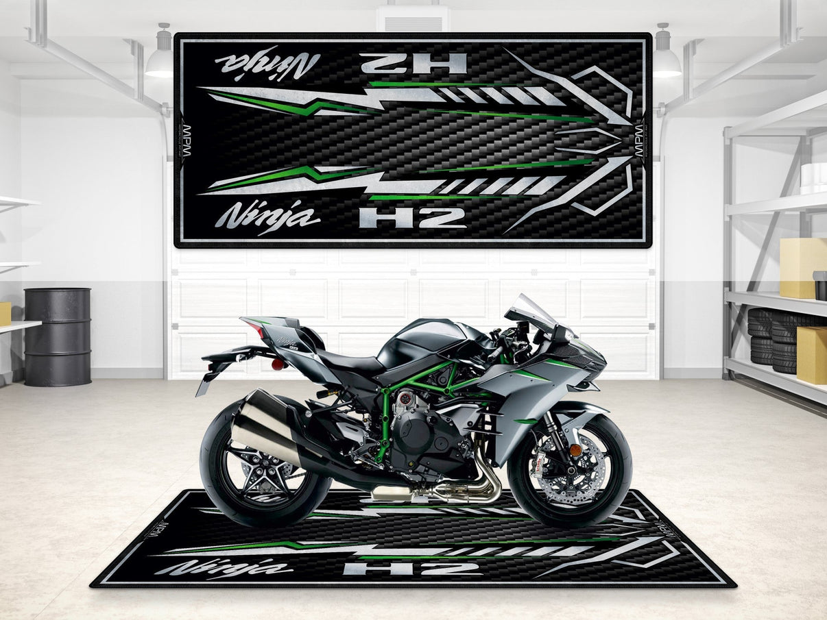 Designed Pit Mat for Kawasaki Ninja H2 Carbon Motorcycle - MM7406 MPM Motorcycle Mat