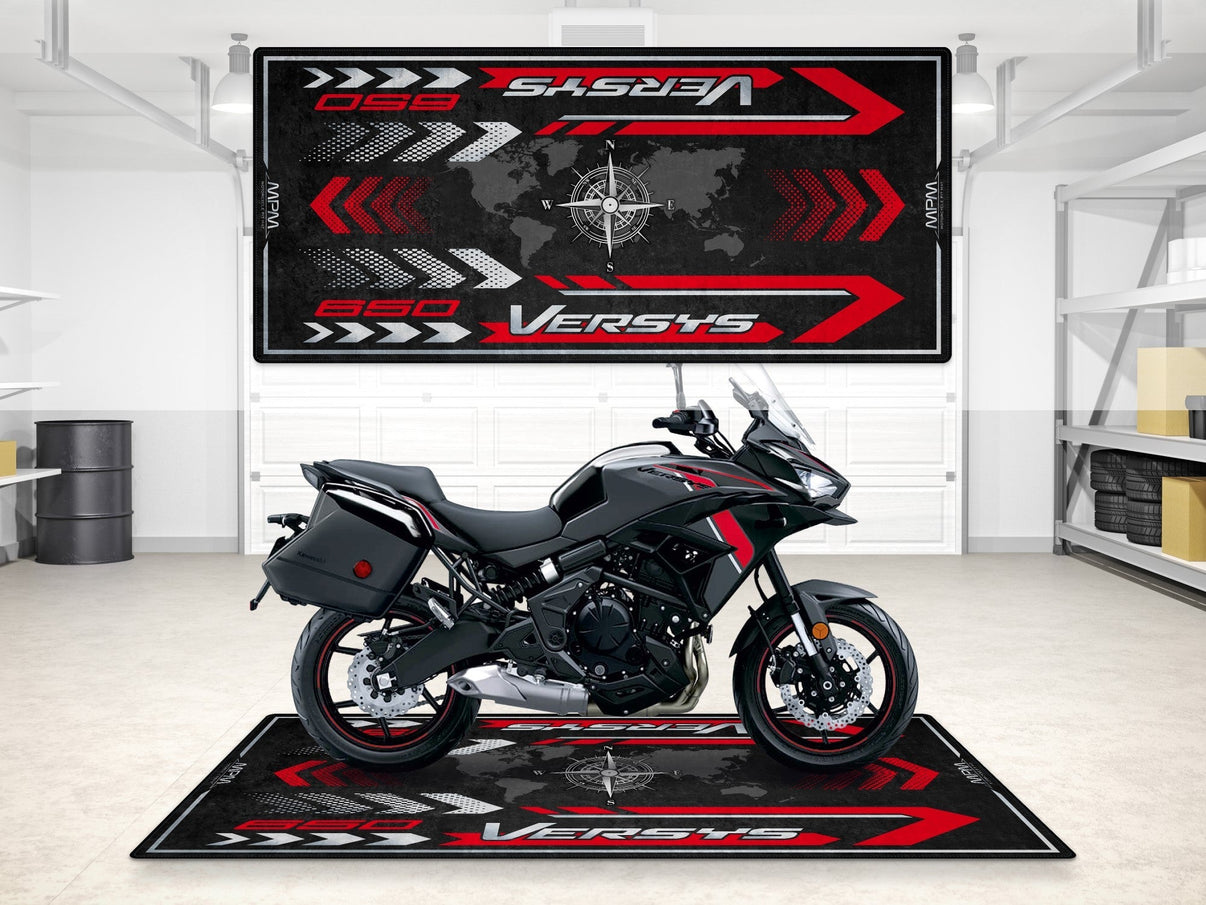 Designed Pit Mat for Kawasaki Versys 650 LT Motorcycle - MM7420 MPM Motorcycle Mat