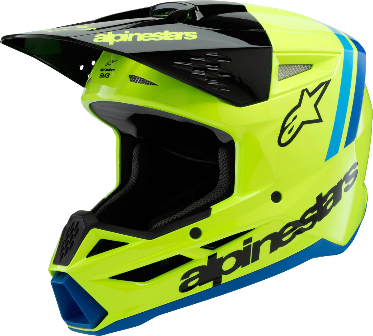 Alpinestars SM3 Youth Radium Helmet - Yellow Fluo/Black/Blue Glossy