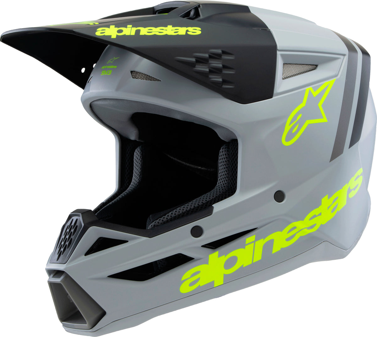 Alpinestars SM3 Youth Radium Helmet - Gray/Black/Yellow Fluo Matte