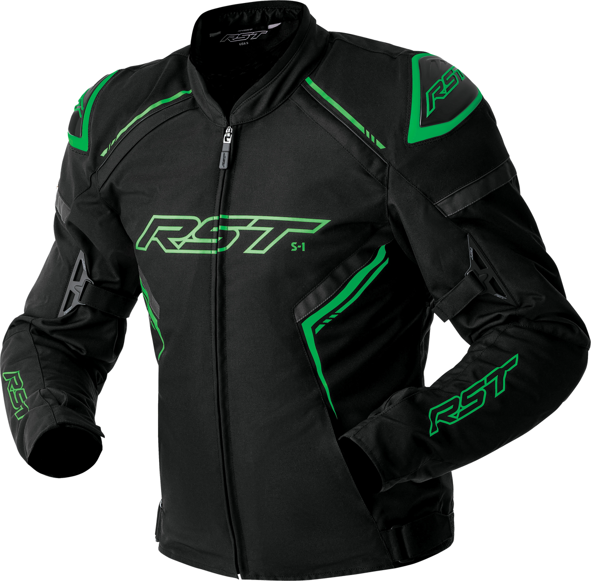 RST S-1 D3O Textile Jacket - Black/Grey/Fluo Green