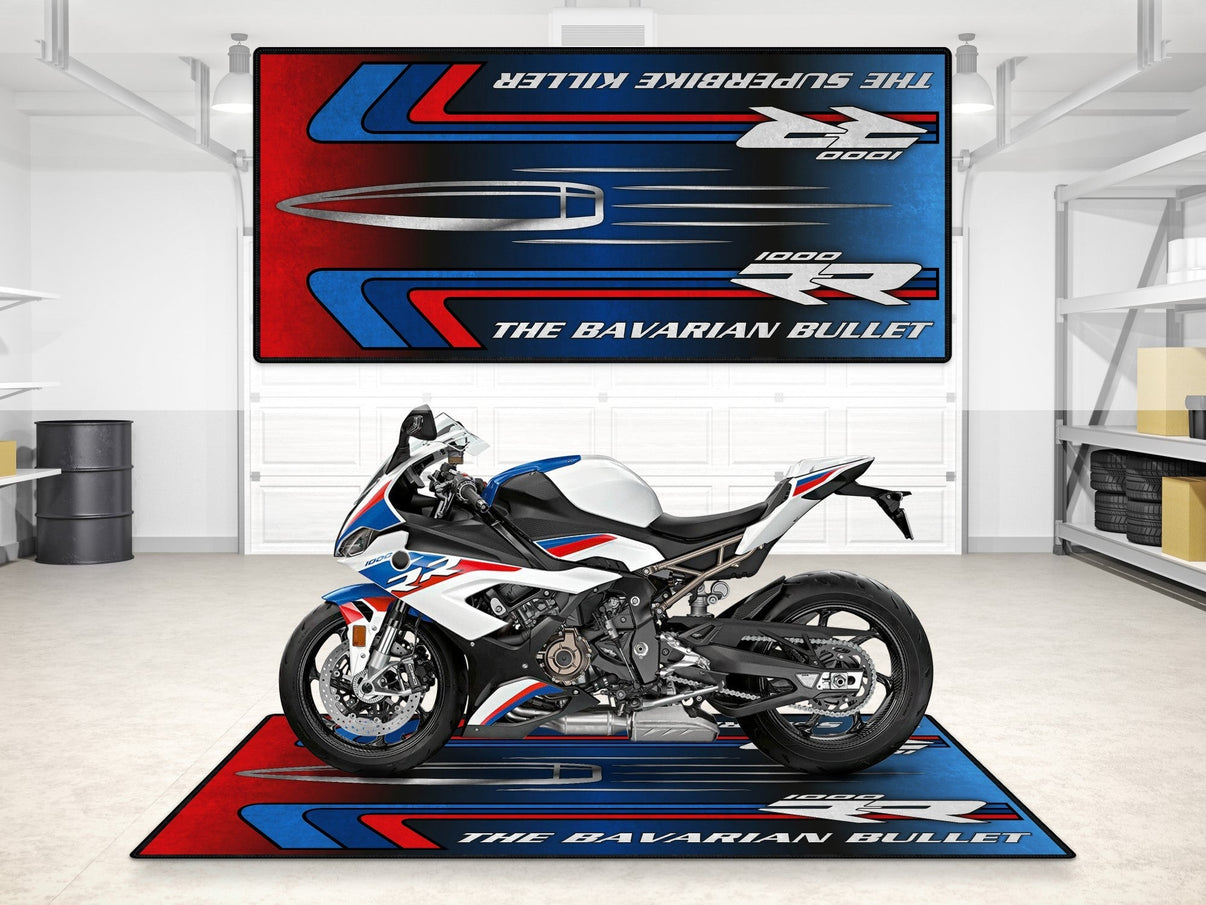 Designed Pit Mat for BMW S1000RR "The Bavarian Bullet" Motorcycle - MM7244 MPM Motorcycle Mat