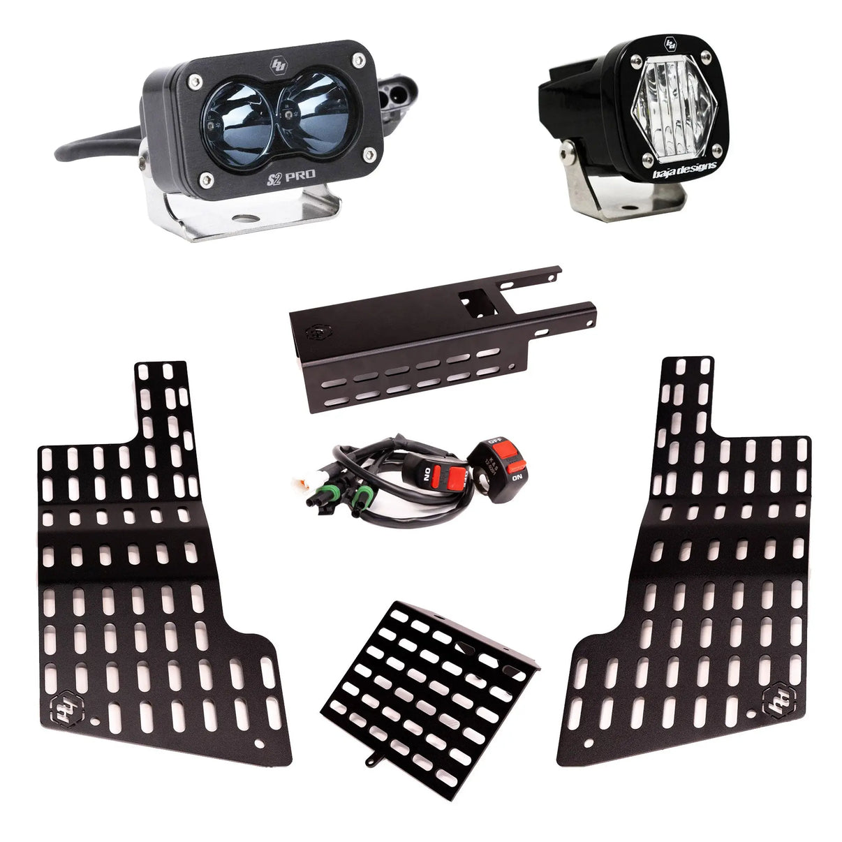 Baja Designs Molly Panel and  Light Kit - S2 Pro IR/S1 White Headlight Combo Kit for Surron - Molly Panel Side and number plates with light bar Baja Designs