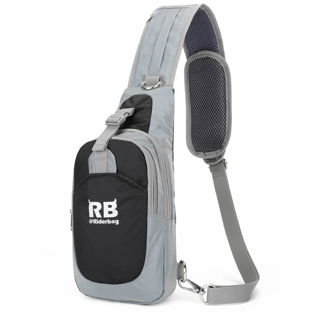 Black Reflective Sling Bag, Small Trekking Bag, Riderbag Unisex Riderbag Reflective Bike Commuter & Motorcycle Backpacks