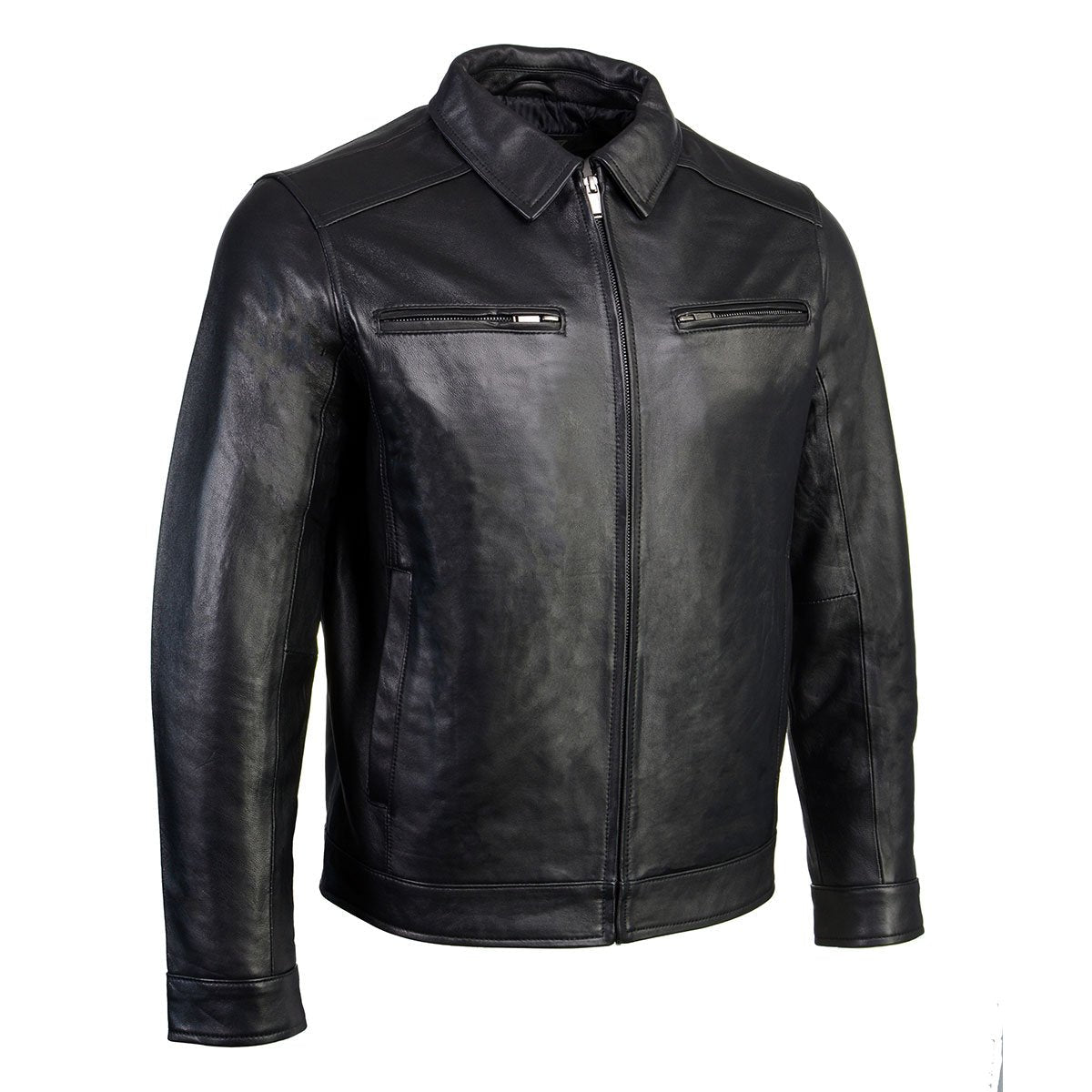 Boston Harbour 1.0 Men's Black New Zealand Lamb Leather Fashion Car Coat Jacket SFM1899 Hot Leathers