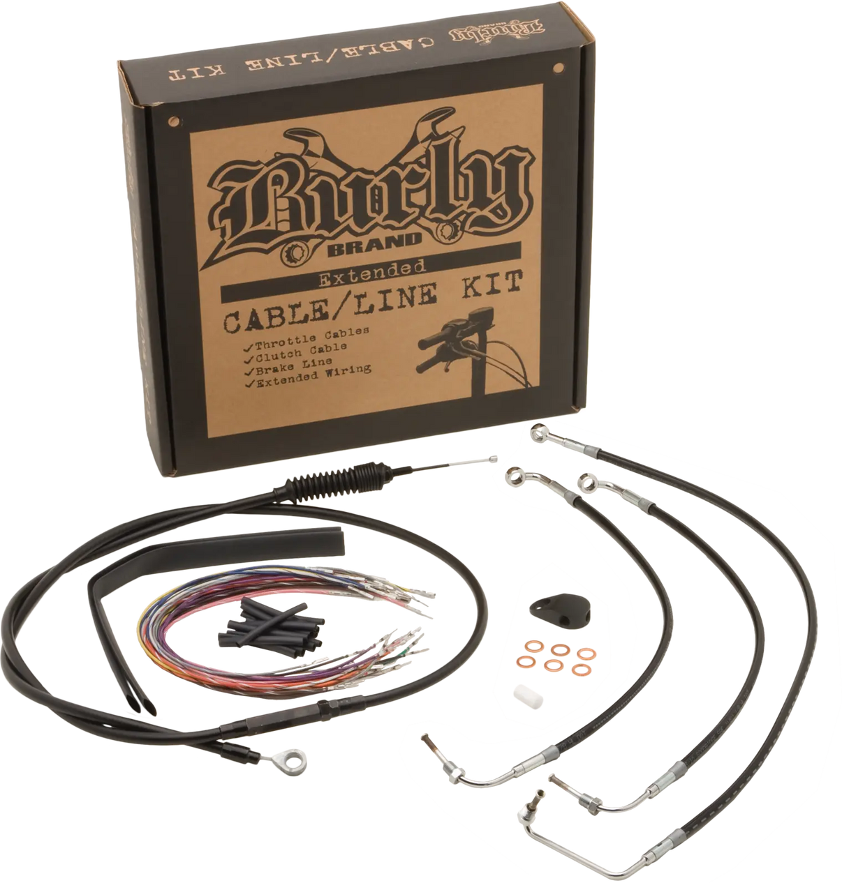 Burly Brand Control Kit for 16" Ape Hangers - Black - Non ABS BURLY BRAND
