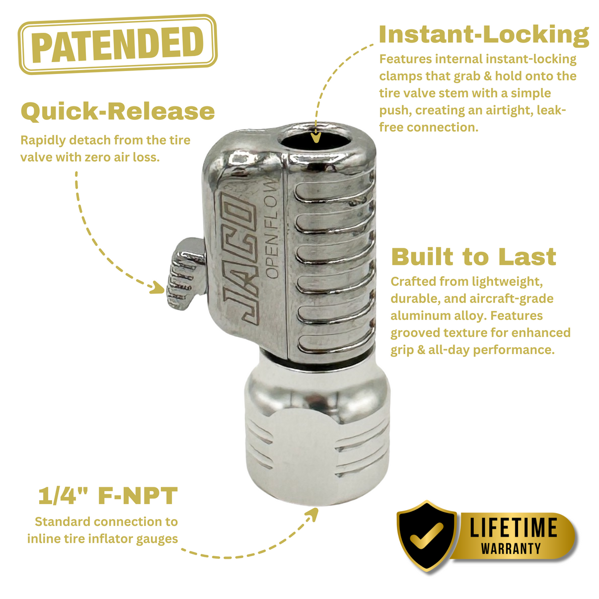 Lightning™ S2-Series Tire Air Chuck | Open Flow, 1/4" F-NPT (2 Pack) - LiveTheGnar