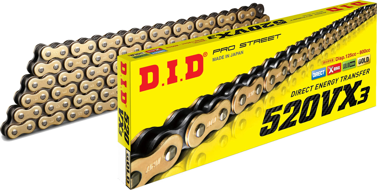 D.I.D 520 VX3 Gold X-Ring Chain D.I.D