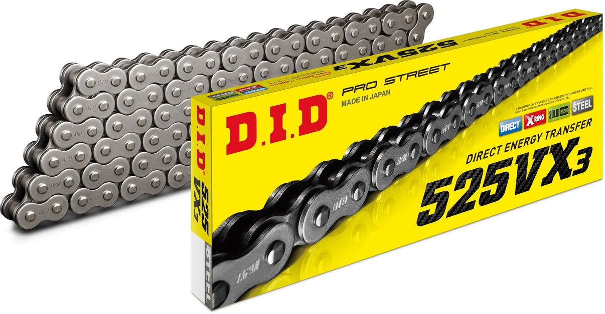 D.I.D 525 VX3 Natural Steel X-Ring Chain D.I.D