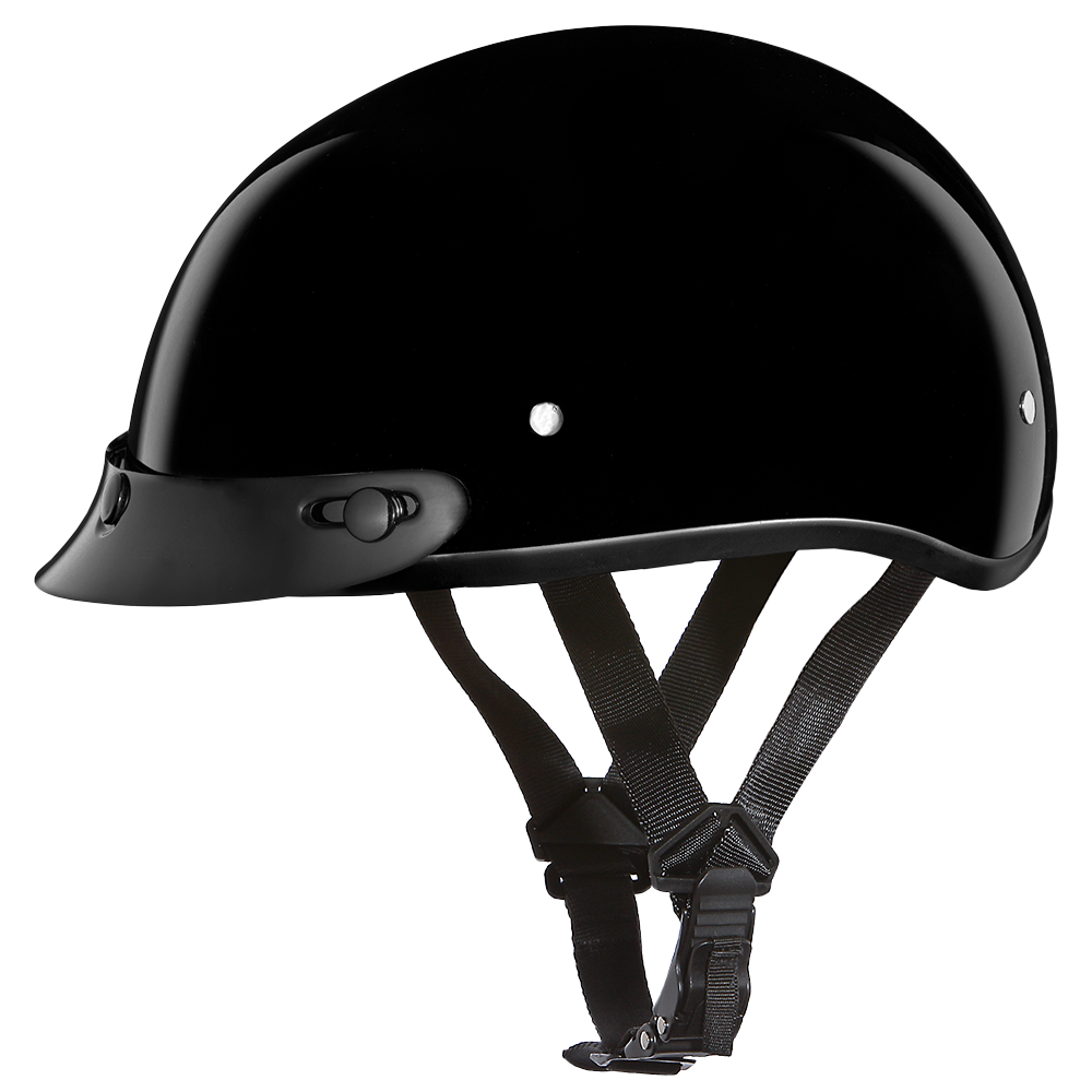 D.O.T. Daytona Skull Cap Jr.- Hi-Gloss Black Daytona Helmets