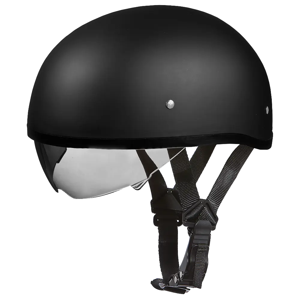 D.O.T. Daytona Skull Cap W/ Inner Shield- Dull Black Daytona Helmets